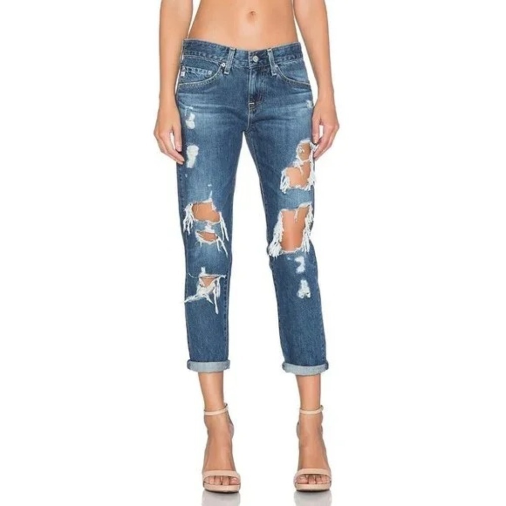 Ag ADRIANO GOLDSCHMIED Ex-Boyfriend Slouchy Slim 15 Years Ripped Jeans, Size 26